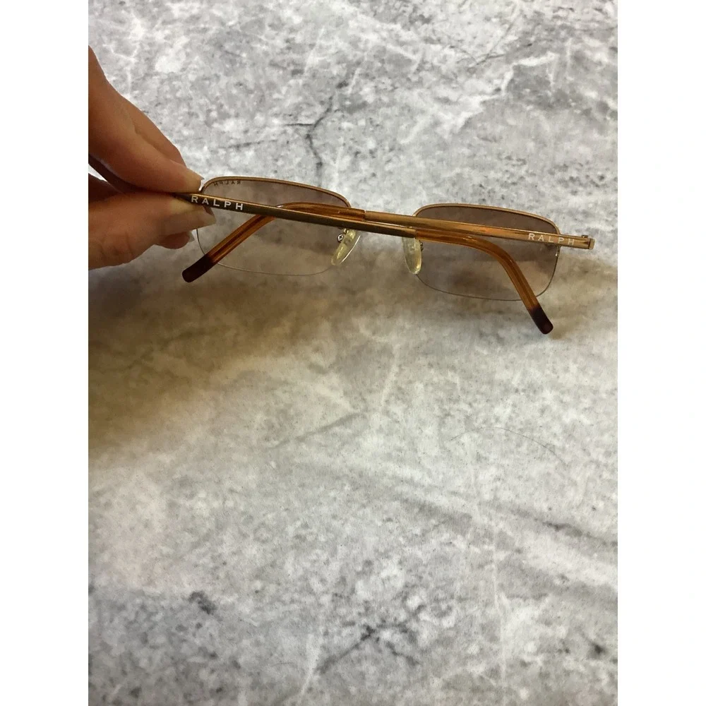 Ralph Lauren 7515/S L6E Rimless Sunglasses Gold Brown Gradient Y2K Rectangle